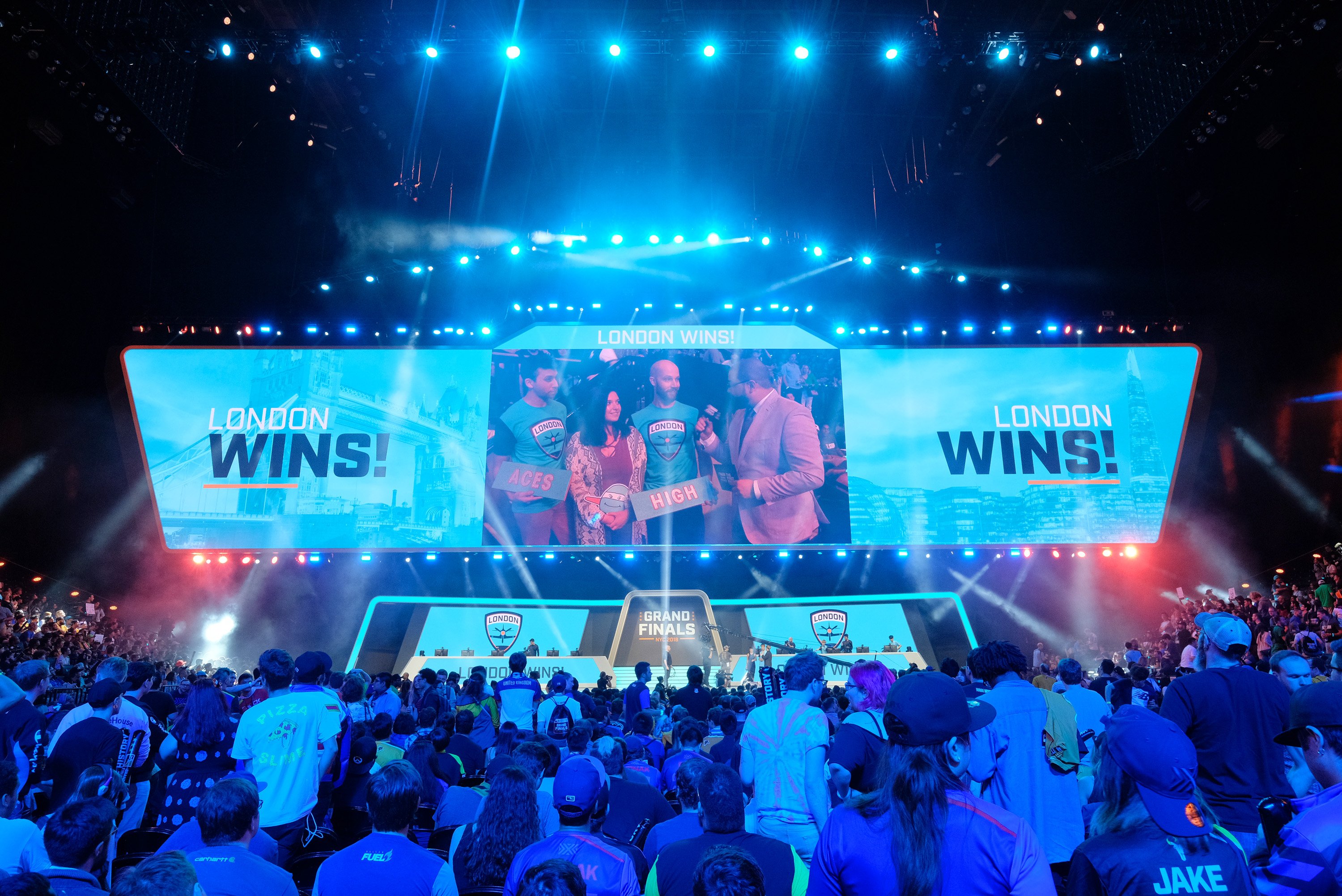 London Spitfire wins during the Overwatch League Grand Finals in 2018.