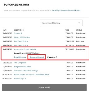 How to refund an Epic Games Store purchase - Billing Support