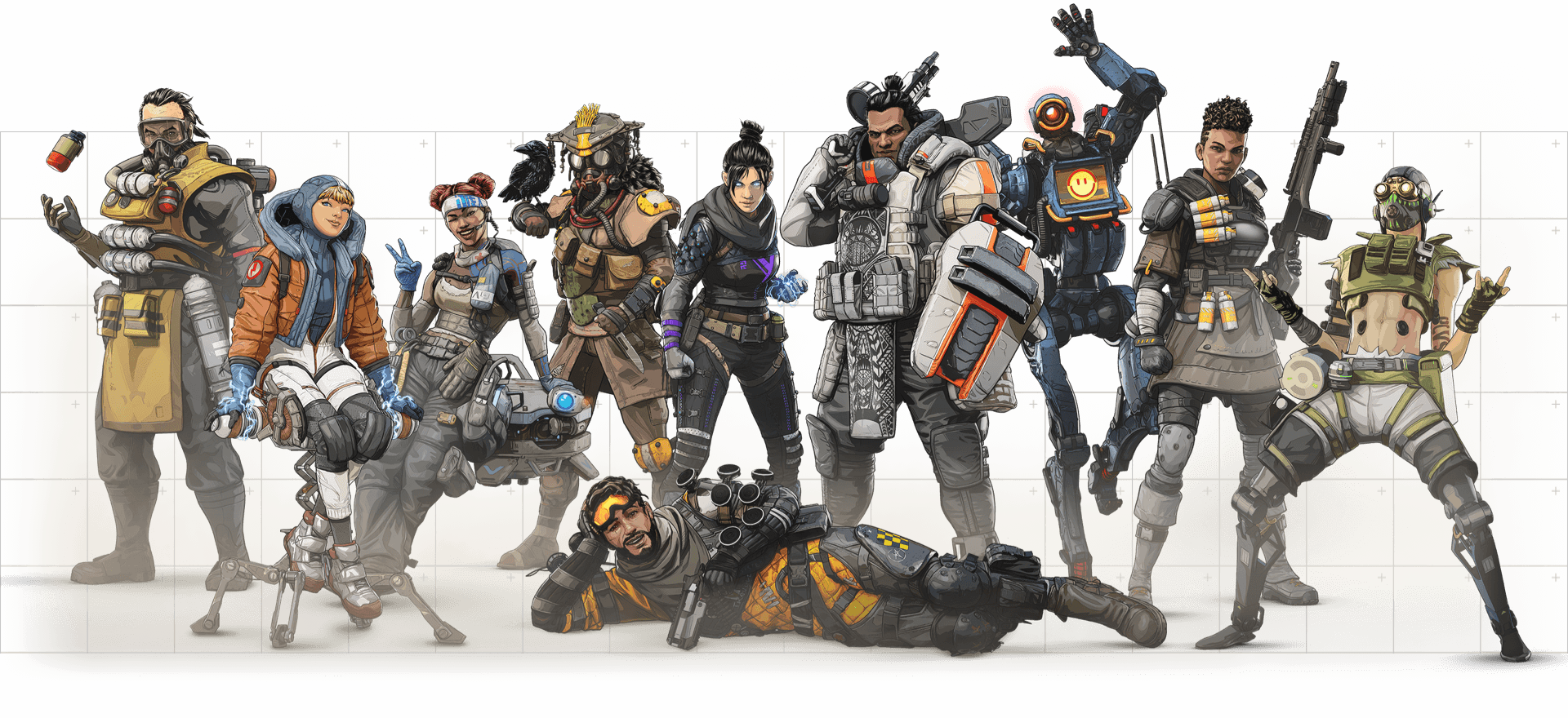Image showcasing several characters from Apex Legends.