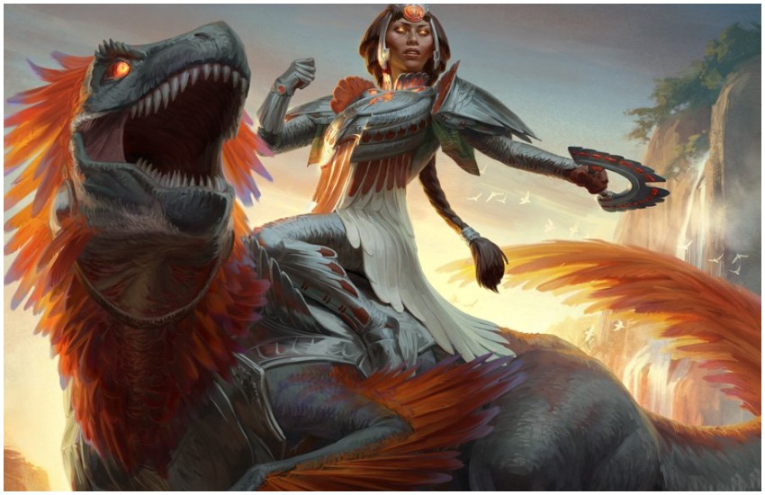 Huatli’s Raptor dinosaur spoiler MTG War of the Spark