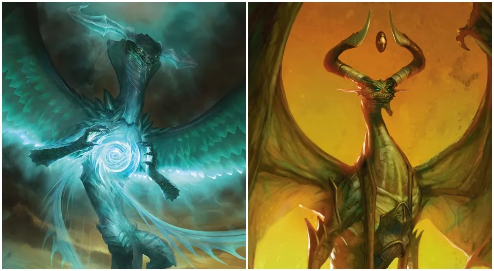 Ugin taking on Bolas in MTG War of the Spark expansion