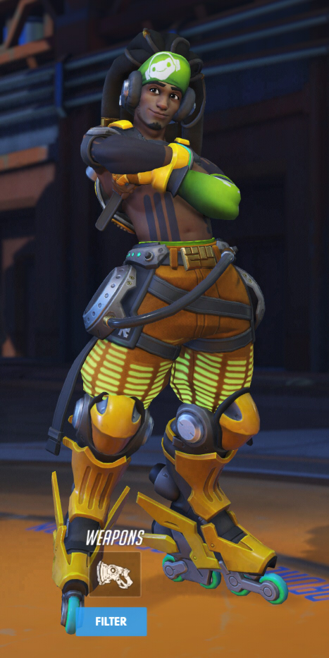 Lucio wears a DJ outfit with animated pants.