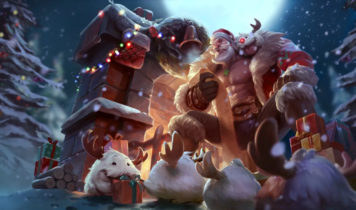 A Christmassy Braum skin in League of Legends