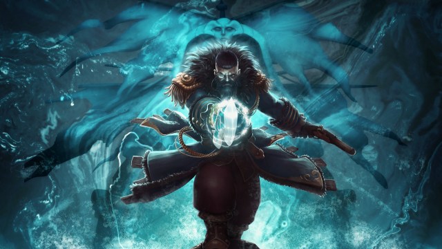 Kunkka, a pirate hero from Dota 2, summoning the ocean to his side to fight in battle.