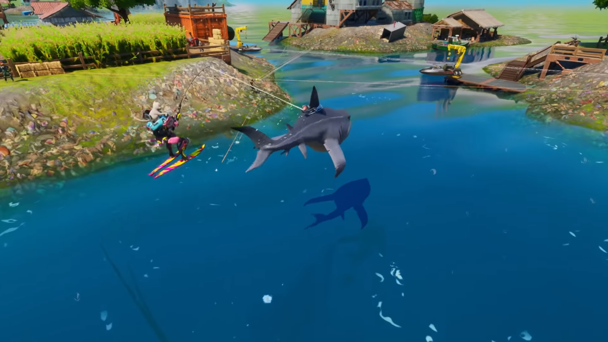 How to use a Fishing Pole to ride behind a Loot Shark in Fortnite Chapter  3, season 3 - Dot Esports