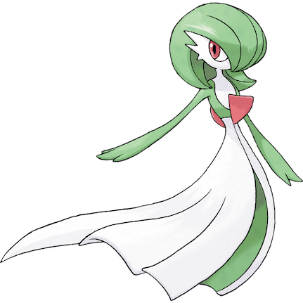 Gardevoir, one of the most popular Pokémon in the series, is a humanoid creature with a feminine appearance.