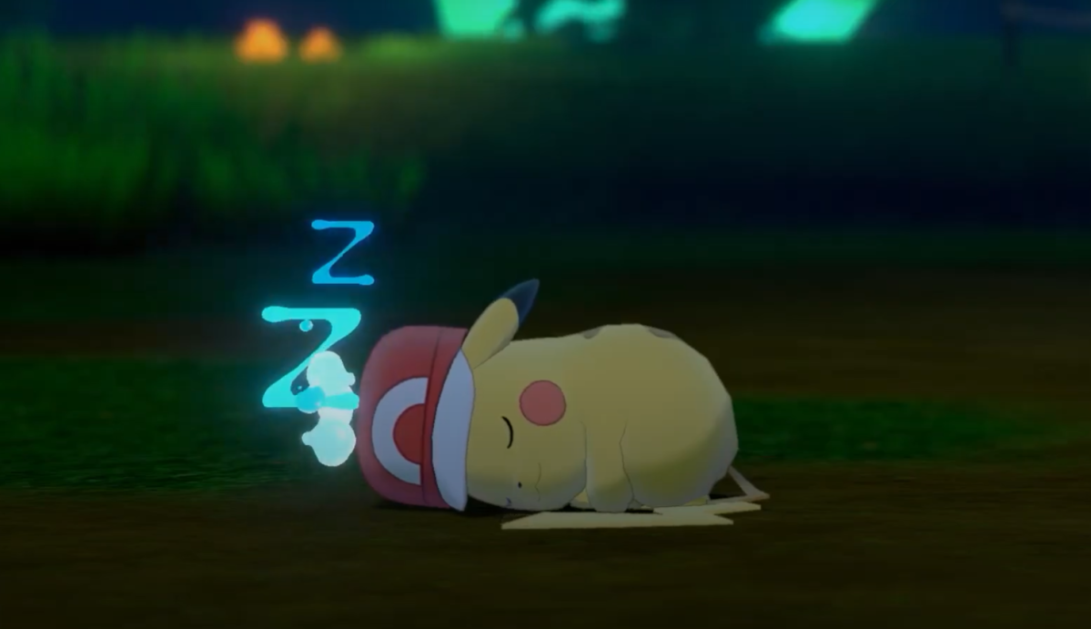 Sleeping Pikachu with a hat