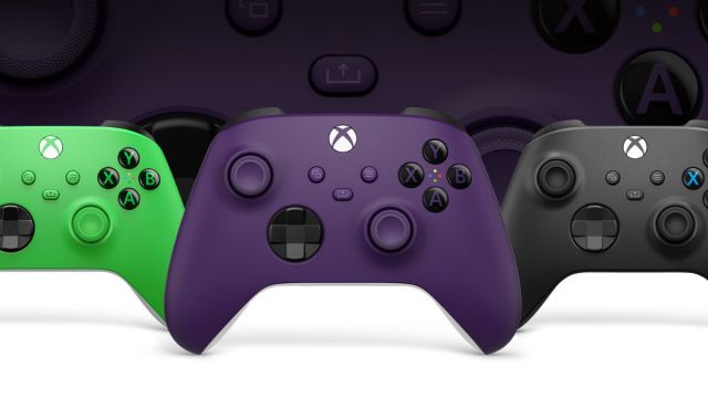 a trio of xbox controllers