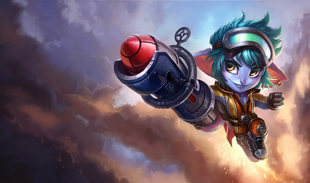 Tristana player Rocket Jumps to a level 1 pentakill in League of