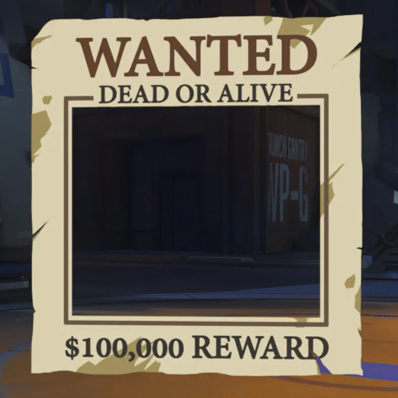 A wanted poster with space in the middle for another spray.