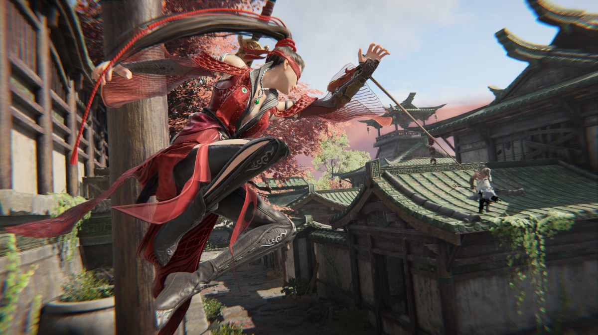 a man throwing a spear at another player in Naraka Bladepoint