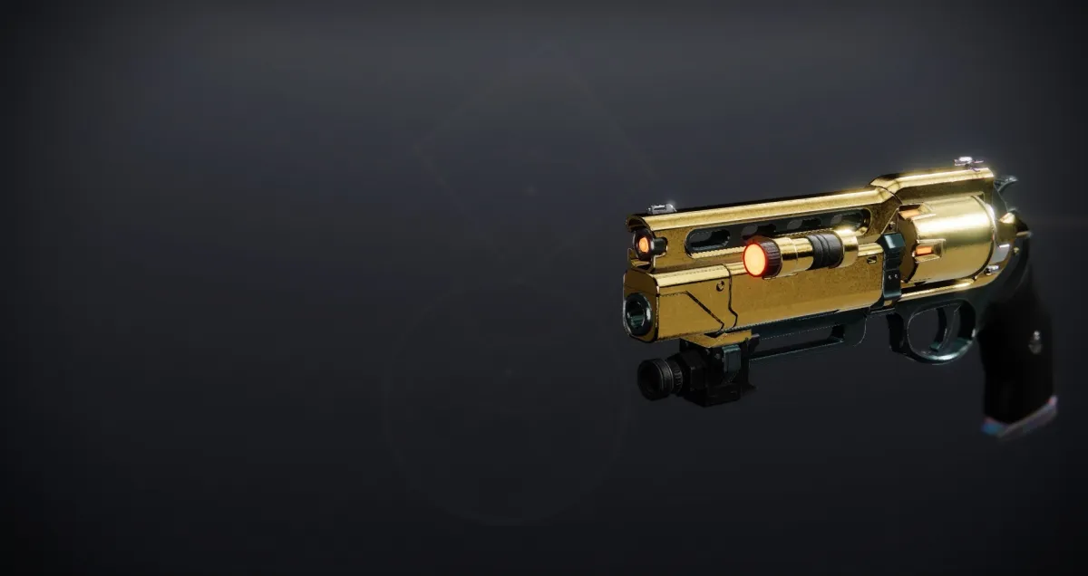 The Fatebringer hand cannon in Destiny 2 with the Vault of Glass' unique gold shader.