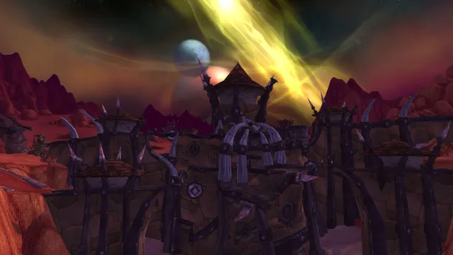 An in-game WoW screenshot of Hellfire Citadel on Hellfire Peninsula in Outland.