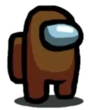 The brown Among Us character, featuring a two-legged creature with a visor and a backpack