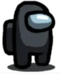 The Black color from Among Us, a creature with a grey visor and backpack