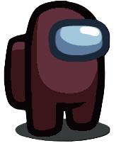 The Maroon color from Among Us, a light red creature with a grey visor and backpack