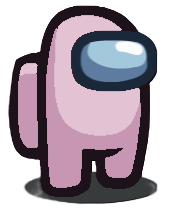 A light pink two-legged creature with a visor and backpack from Among US