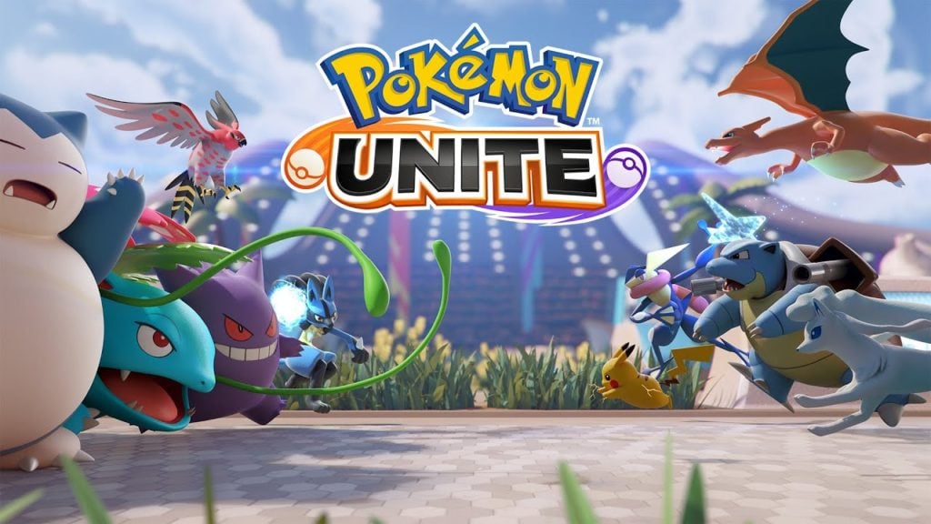Pokemon UNITE keyart featuring many Pokemon doing battle.