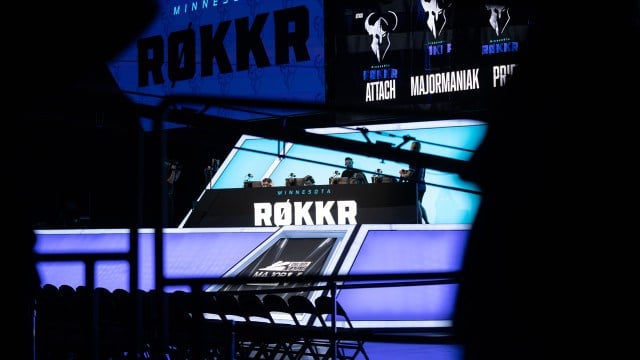 The Minnesota RØKKR on stage during the 2021 CDL season.