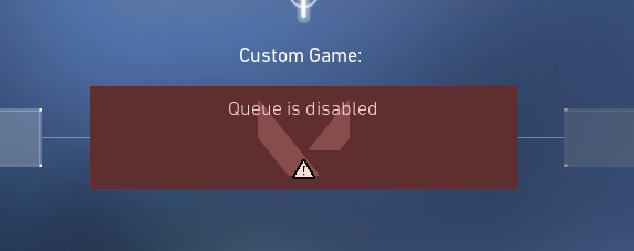 a screenshot of queue is disabled error in valorant