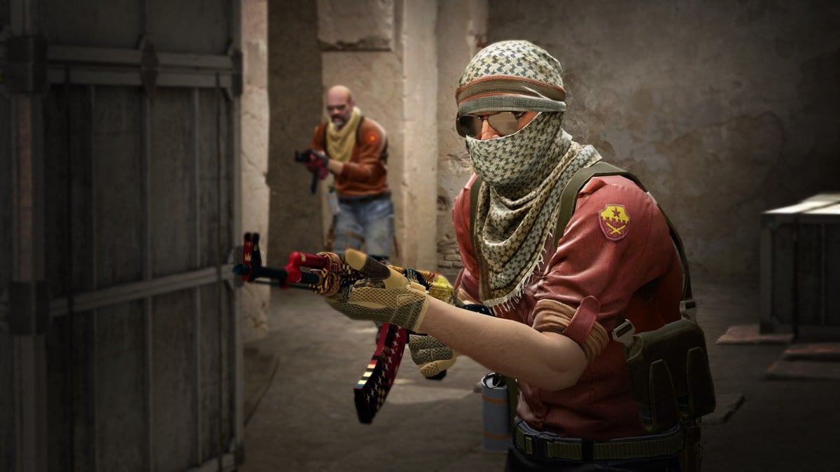 Counter-Strike character holding an assault rifle.