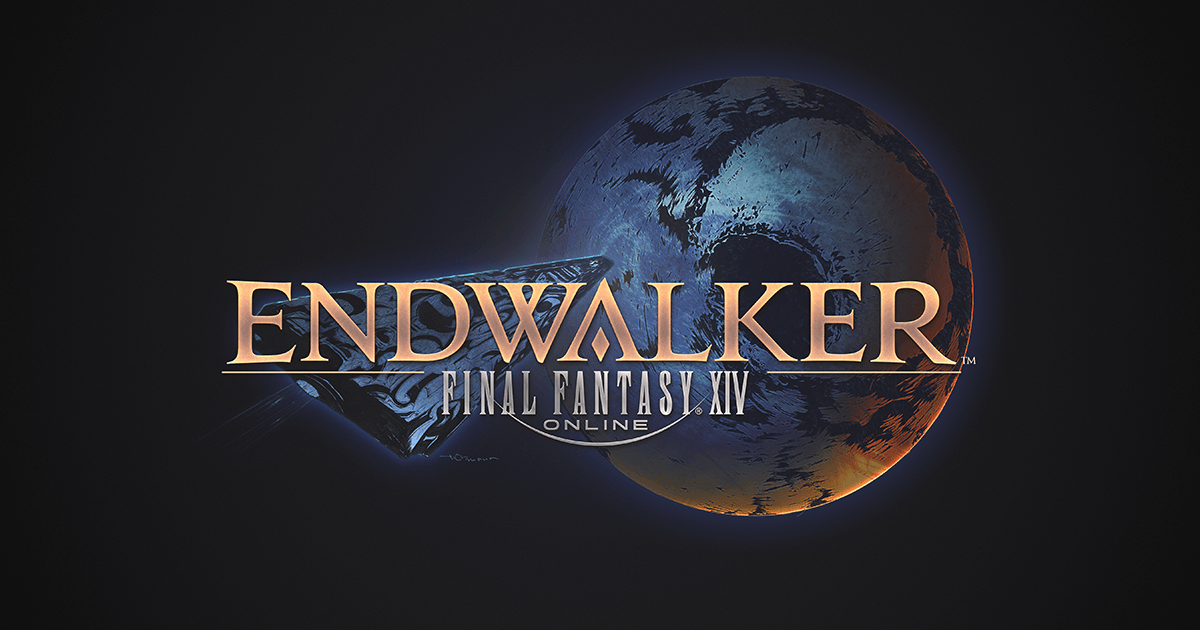 Final Fantasy's Endwalker logo on a dark blue background.