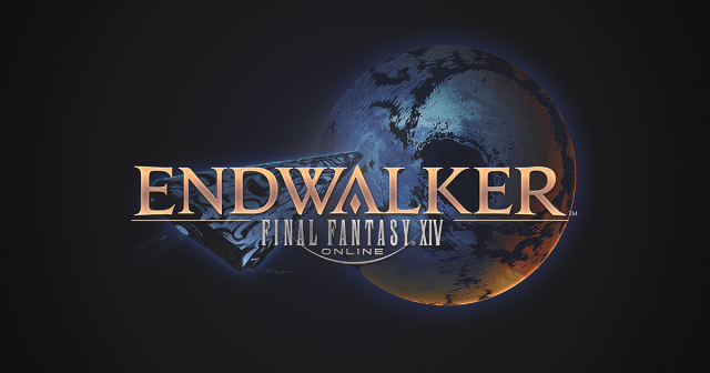 Final Fantasy's Endwalker logo on a dark blue background in Final Fantasy.