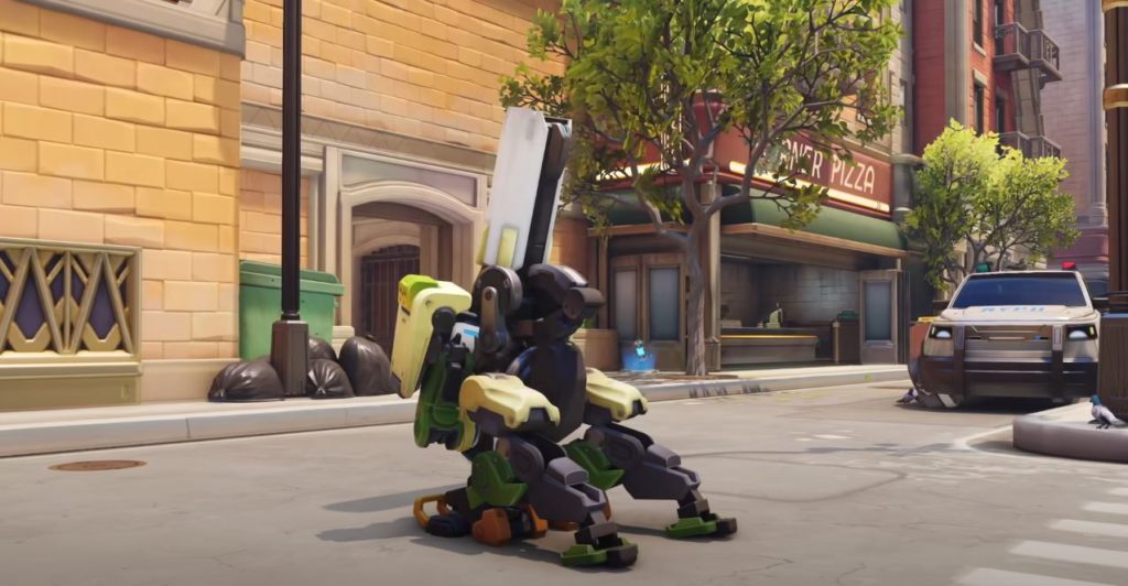 A screenshot of Bastion in his Ultimate form in Overwatch 2.