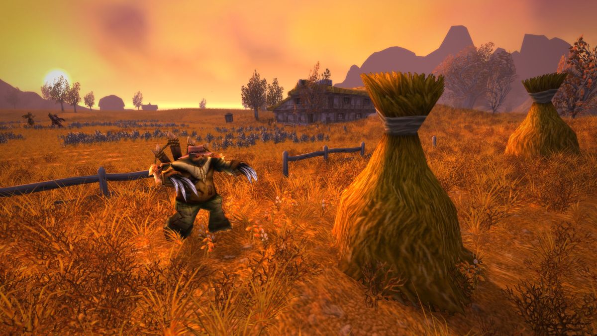 A golem patrols the fields of Westfall in WoW Classic.
