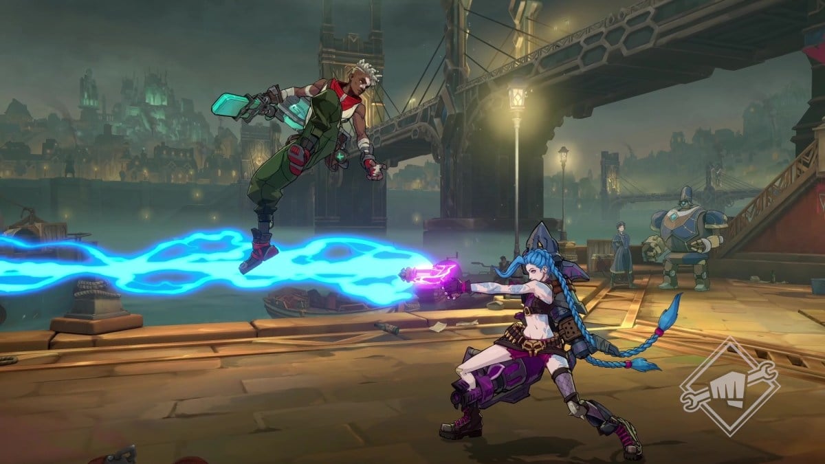 Jinx and Ekko from LoL fighting in Project L.