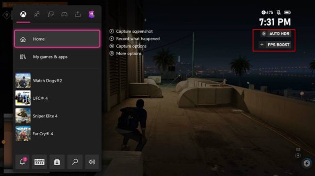 An image of the FPS Boost enabled while playing Watch Dogs 2. The FPS Boost is highlighted by a red box in the upper right hand corner of the pause menu.