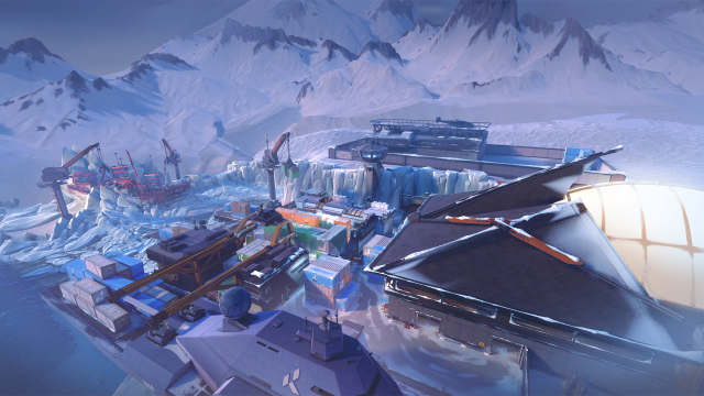 Bird view of the Icebox map in VALORANT.