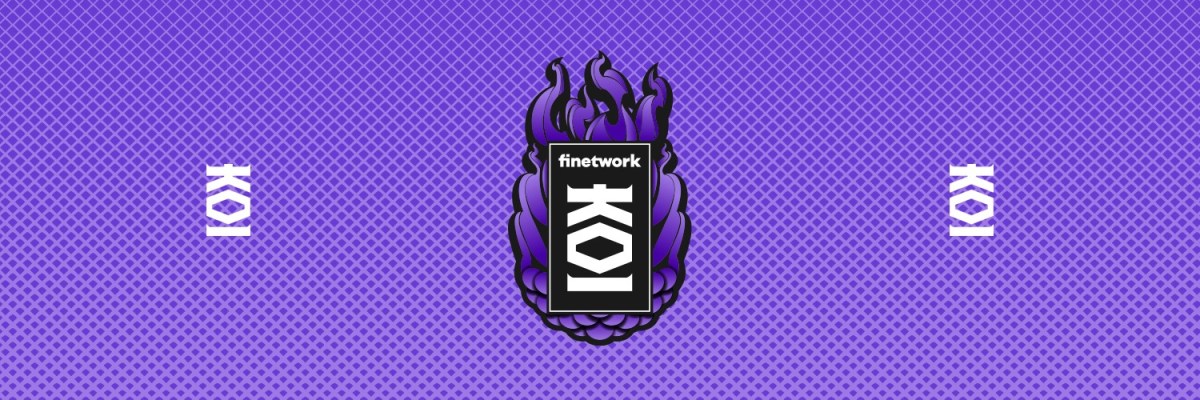 KOI esports org logo on a purple background.