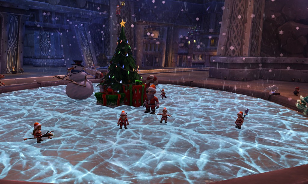 The giant snowglobe in Ironforge during Winter Veil in World of Warcraft Dragonflight