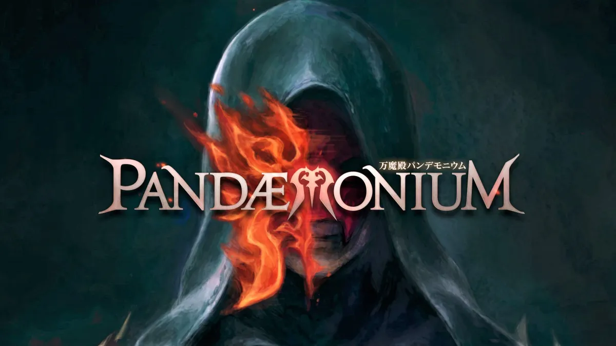 A man wearing a hood behind flames in Pandaemonium raid promo image