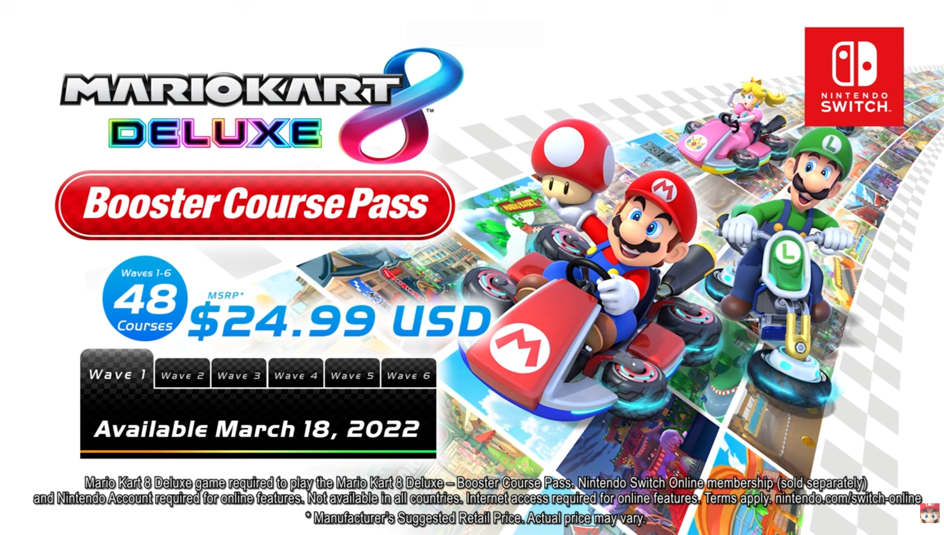 Four characters unveiled for Mario Kart 8 Deluxe's Booster Course Pass Wave  6