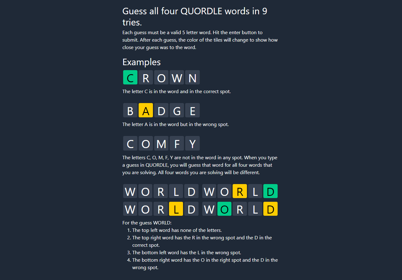 How to play Quordle, a variation of Wordle - Dot Esports