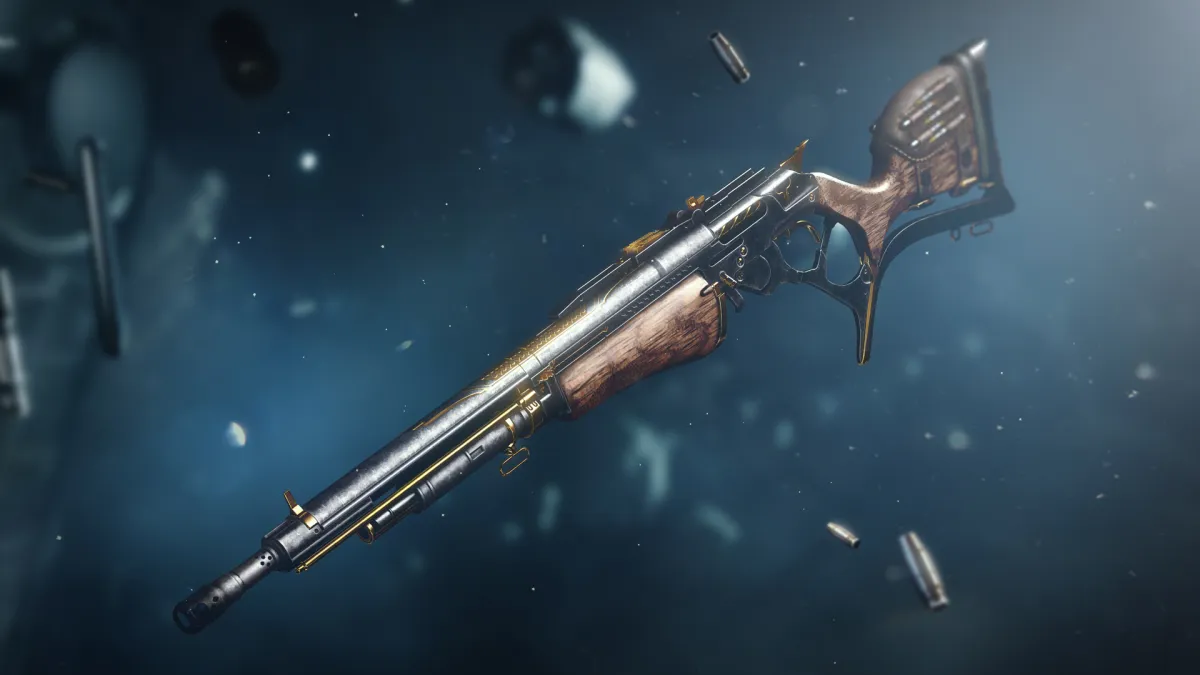 The Dead Man's Tale weapon in Destiny 2, set against a dark blue background.