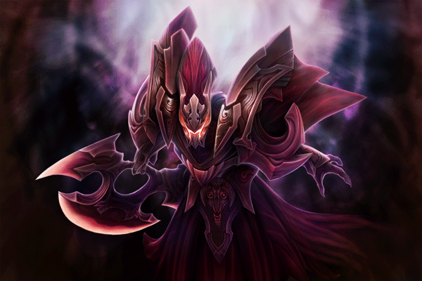 Spectre wearing a purple armor in Dota 2.