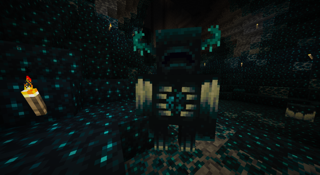 A screenshot of the Warden in Minecraft.