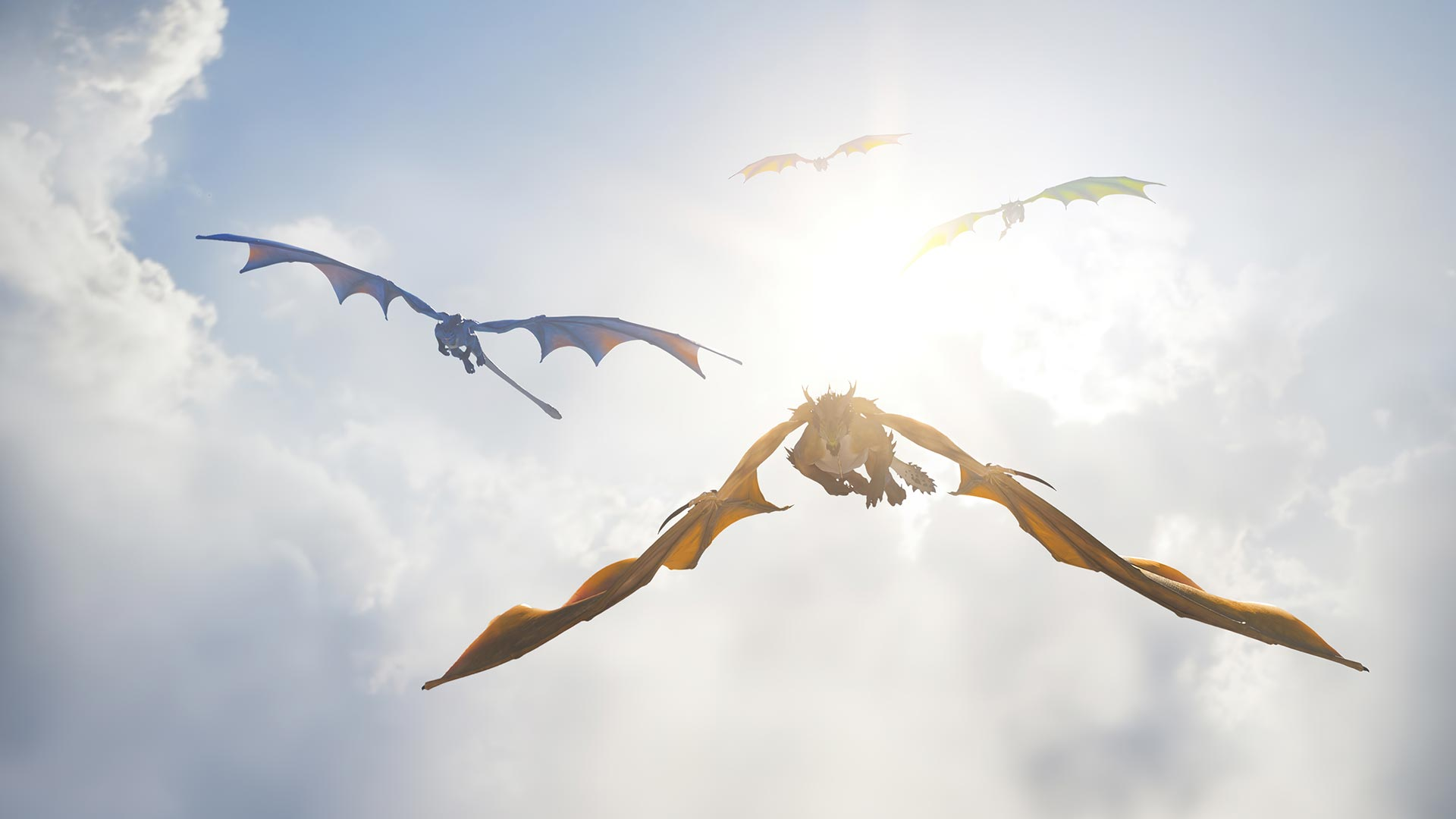 toothless flying from above