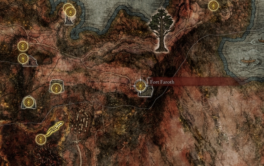 The Fort Faroth in Elden Ring, the location of the Sleeping Dragon in Elden Ring.