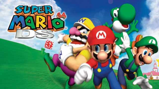 Super Mario 64 DS Luigi Yoshi and Wario running together