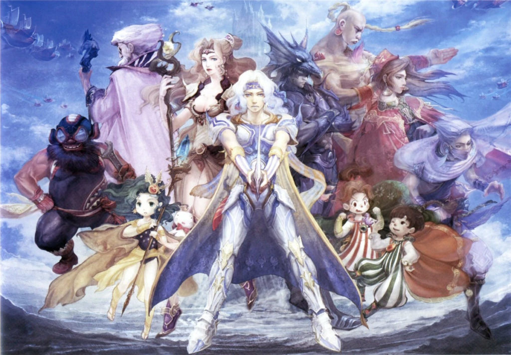 Cecil and the characters of Final Fantasy IV stand at the ready.