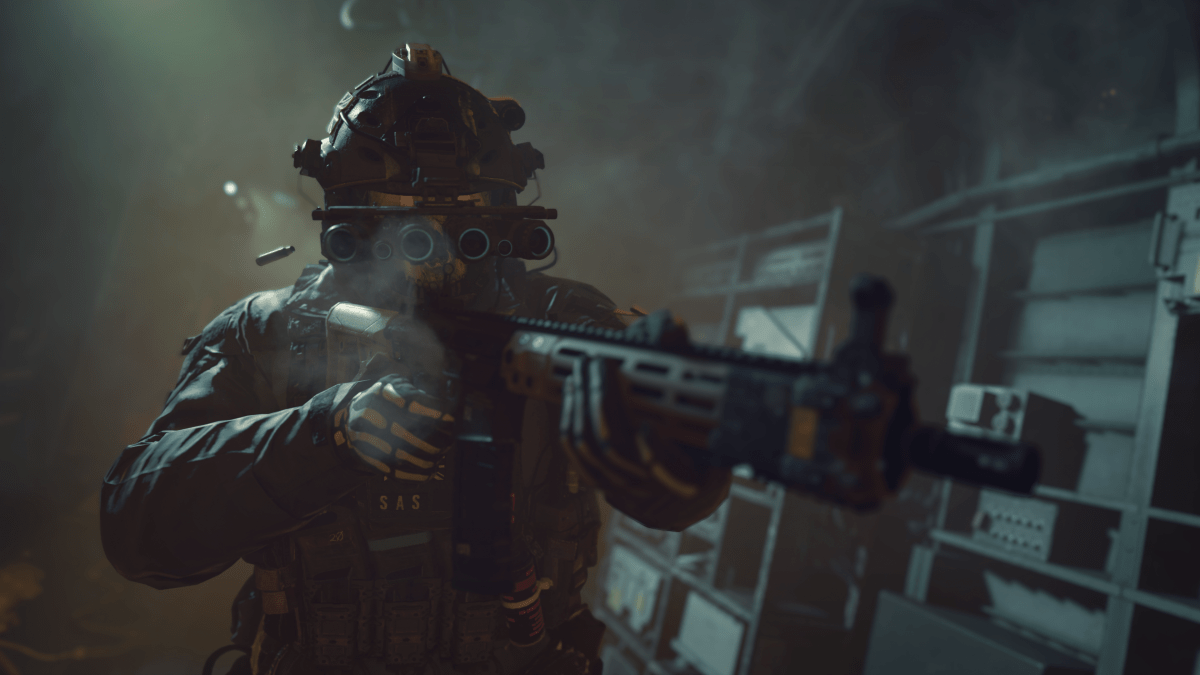 Call of Duty Modern Warfare 3 soldier holding up a gun.