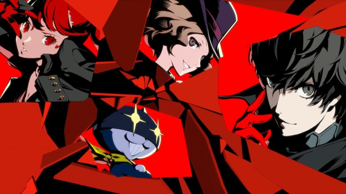 Persona 5 Royal characters over a red background.