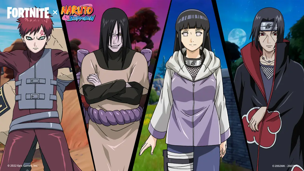 Fortnite Naruto skins to include Itachi, Hinata, Gaara, and
