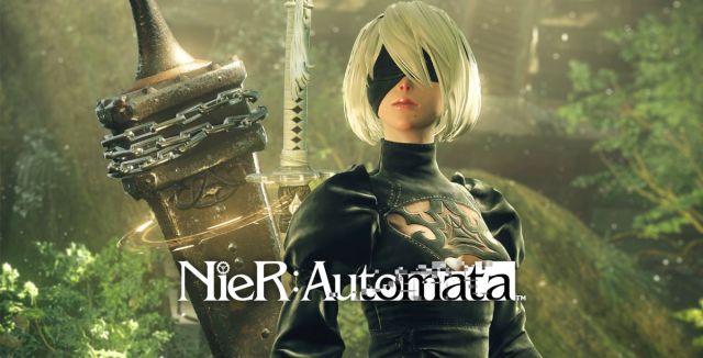 2B from Nier Automata is looking in the distance