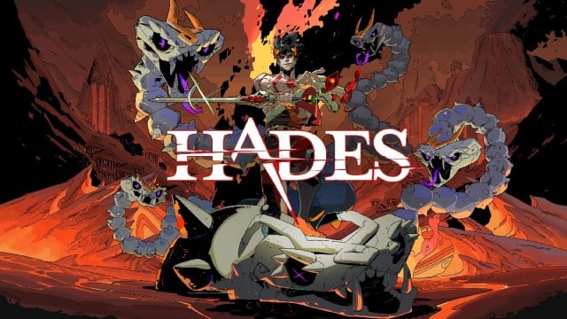 Hades main logo art showing the main character fighting monsters