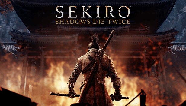 Sekiro Title Logo showing the back of the titular character